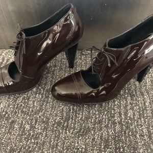 Lanvin Patent Leather Lace Up w/ Geometric Heels